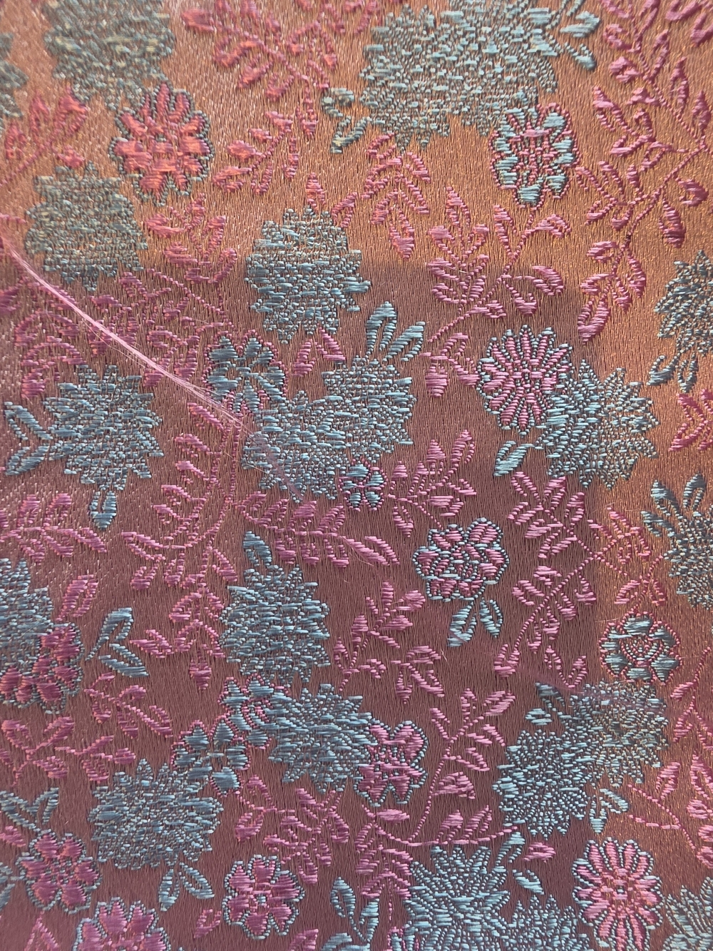 Pink and Blue Floral Brocade Fabric Panel 5 yards